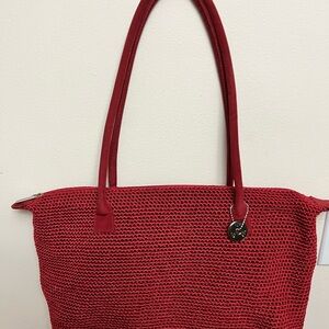 The Sak Red Woven Tote Bag